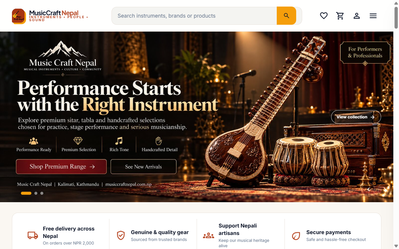 Music Craft Nepal live local homepage screenshot