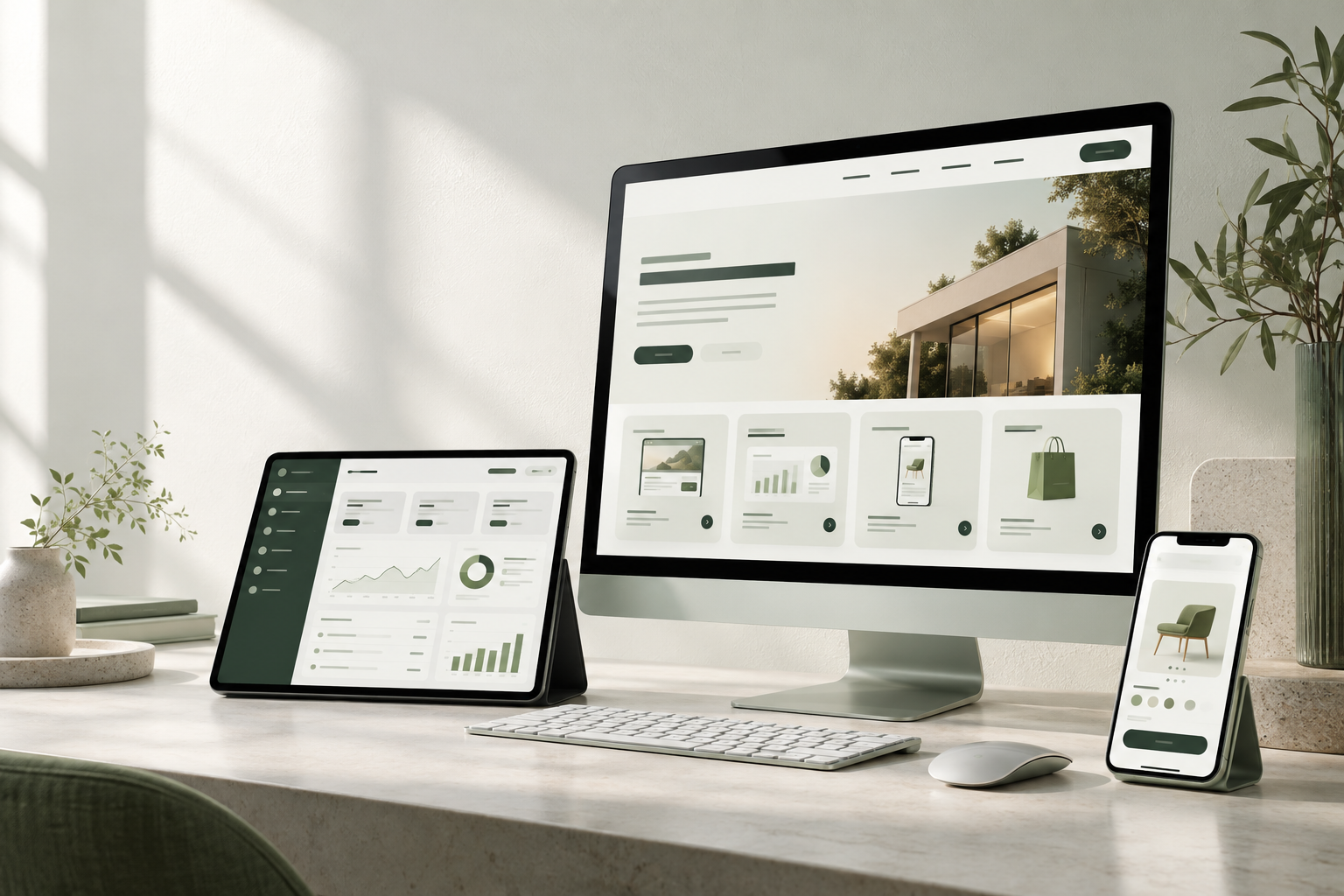 Realistic connected product suite mockup